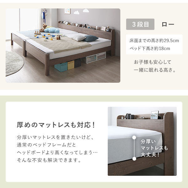 ベッド ワイドキング 200 S＋S ボンネルコイルマットレス付 ホワイト 連結 頑丈 すのこ 宮付 高さ調整 木製 【北海道・沖縄・離島配送不可】_9