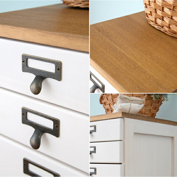 アンティーク風 9段チェスト 〔ナチュラル×ホワイト〕 多段チェスト