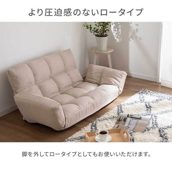 コンパクト脚付ふかふかカウチソファ LIRAKU ベロアピンク 【北海道・沖縄・離島配送不可】_4