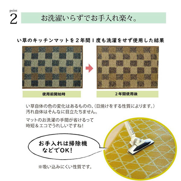 キッチンマット 幅広タイプ おしゃれ い草 畳 約60×270cm ネイビー 和 モダン 【北海道・沖縄・離島配送不可】_7