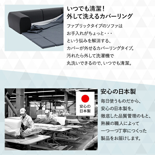 フロアソファー/ローソファー 〔Lサイズ インディゴブルー〕 幅250cm 日本製 フロアマット 洗えるカバー付き 〔リビング〕 【北海道・沖縄・離島配送不可】_6
