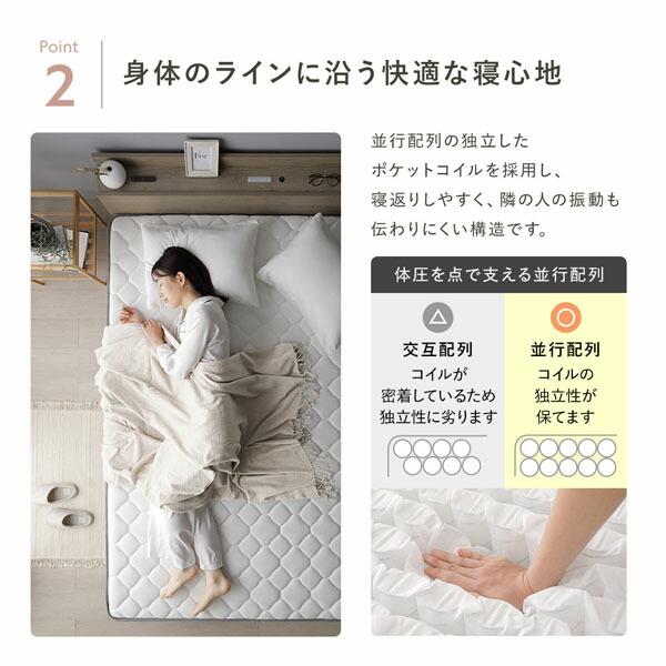 快適 3ゾーン ポケットコイル マットレス セミダブル 単品 防ダニ 抗菌 毛玉防止 通気性 耐久性 体圧分散 1年保証 【北海道・沖縄・離島配送不可】_4