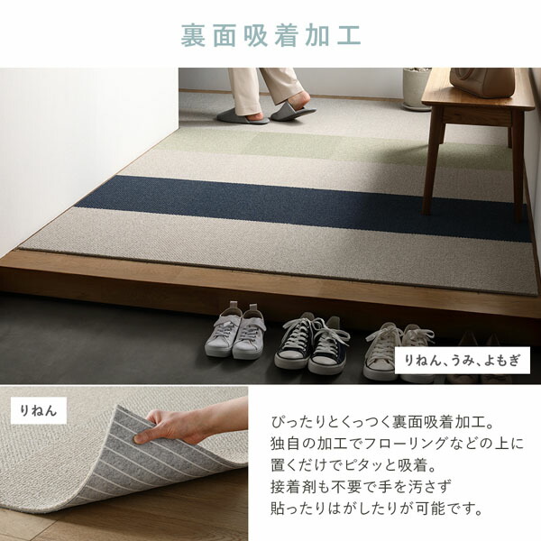 ファブリックフロア タイルカーペット 60枚セット 約40×40cm×60枚 うみ 日本製 防音 防ダニ 防炎 洗える タイルマット 【北海道・沖縄・離島配送不可】_6