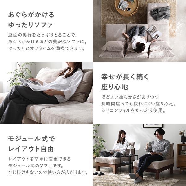 2人掛け ソファ 単品 チャコールブラウン 天然木 脚取り外し可 洗えるカバー あぐらがかけるソファ インテリア家具 組立品 【北海道・沖縄・離島配送不可】_5