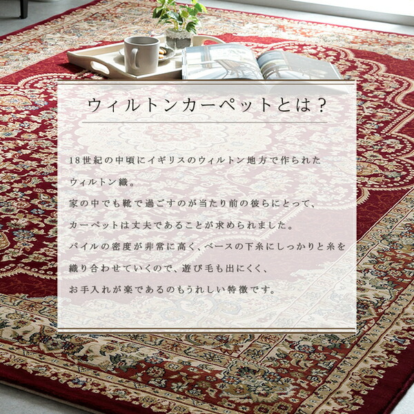 ラグマット/絨毯 〔ワイン 約200×300cm〕 トルコ製 ウィルトン織 ホットカーペット対応 へたりにくい RUG 〔リビング〕 【北海道・沖縄・離島配送不可】_3