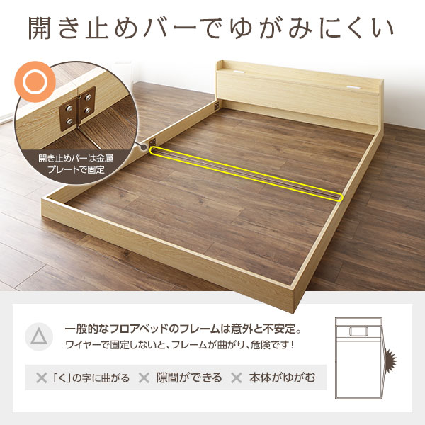 ベッド セミダブル 国産ポケットコイルマットレス付 ハード ホワイト 低床 宮付 コンセント すのこ ローベッド 【北海道・沖縄・離島配送不可】_8