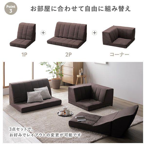 コーナーソファ Aタイプ ブラック grフロアコーナーソファ moffy