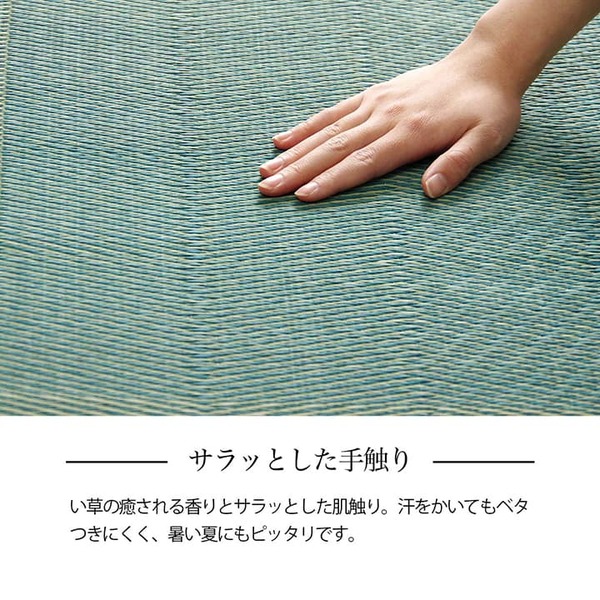 い草ラグ 花ござ カーペット 格子柄 ナチュラル シンプル 和室 抗菌防臭 消臭 お手入れ簡単 夏快適さらさら 江戸間8畳(約348×352cm) レイクブルー 【北海道・沖縄・離島配送不可】_7