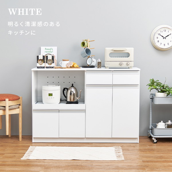 いいね！感謝値下げ　中古美品　キッチンカウンター 収納棚 コンセント付き　白 キッチンカウンター 約幅118×奥行40×高さ82cm ホワイト 2口コンセント