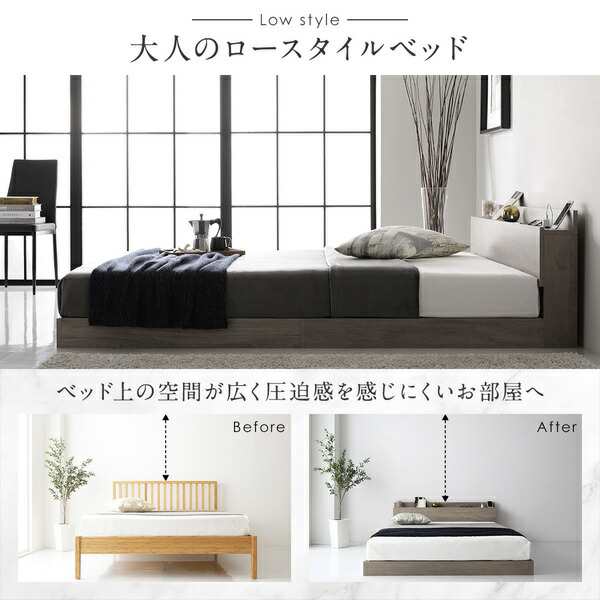 ベッド ダブル ベッドフレームのみ グレージュ 低床 ロータイプ新品ベッド家具一覧