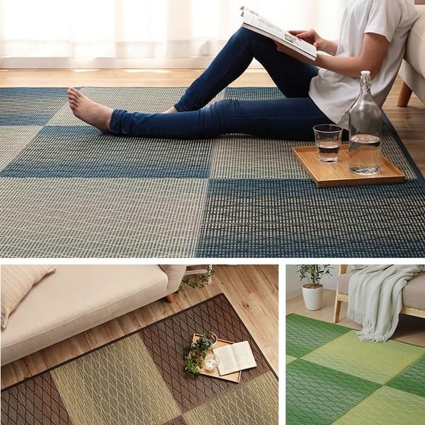 い草 畳 自然素材 カーペット ラグ インテリア 夏用 無地 涼しい ダイヤ柄 シンプル クッション性 グリーン 約240×320cm 【北海道・沖縄・離島配送不可】_2