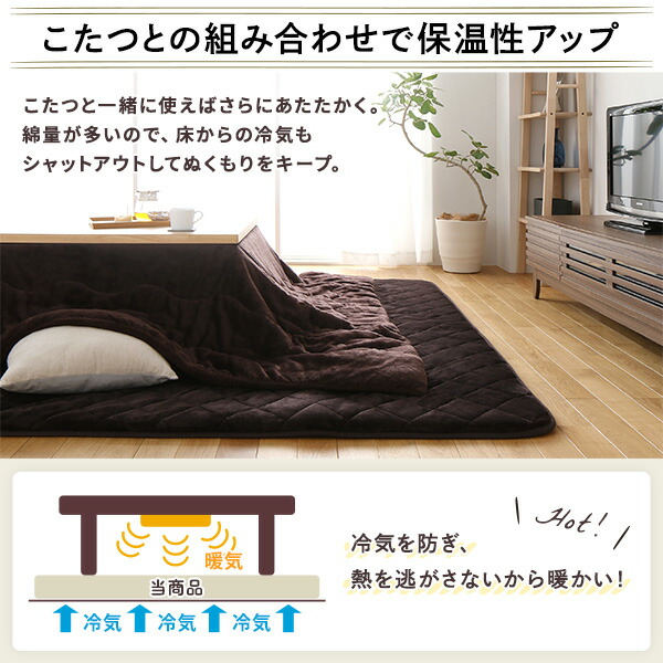 ラグマット こたつ敷布団 約220×400cm 大型 ブラウン 長方形 防滑加工 保温性 ホットカーペット可 リビング 【北海道・沖縄・離島配送不可】 ラグマット こたつ敷布団 約220×400cm 大型 ブラウン 長方形 防滑加工