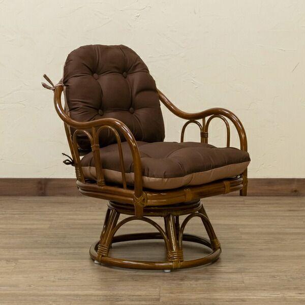 ラタン クッションリバーシブル回転座椅子 HN（ハニー） 組立品