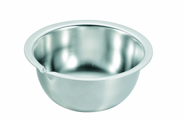 （まとめ買い）本間製作所 仔犬印 18-8深型ボール フラットエッジ(注口付) 24cm 〔×3〕 【北海道・沖縄・離島配送不可】