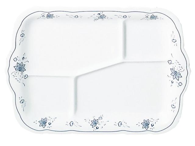 （まとめ買い）エンテック メラミン洋食器 ビューティフラワー 角皿15.2インチ A仕切 BF-24 〔×3〕 【北海道・沖縄・離島配送不可】