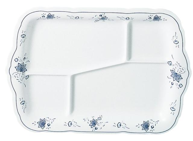 （まとめ買い）エンテック メラミン洋食器 ビューティフラワー 角皿16.8インチ A仕切 BF-27 〔×3〕 【北海道・沖縄・離島配送不可】