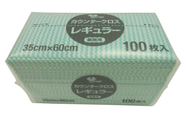 （まとめ買い）やなぎプロダクツ KT-024 カウンタークロス 袋入り レギュラー グリーン 100枚入 〔×3〕 【北海道・沖縄・離島配送不可】