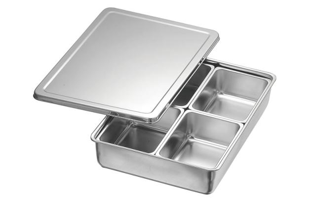 本間製作所 仔犬印 18-8調味料入れバット 田型4ッ組(舟形中子) 【北海道・沖縄・離島配送不可】