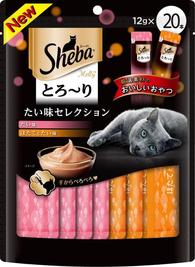 （まとめ買い）マース シーバ とろ〜り メルティ たい味セレクション 12g×20本 猫用おやつ 〔×5〕 【北海道・沖縄・離島配送不可】