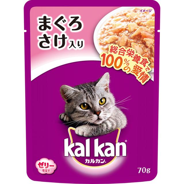 （まとめ買い）マース カルカン パウチ 1歳から まぐろとさけ 70g 猫用 ゼリー仕立 〔×40〕の通販は 4,846円