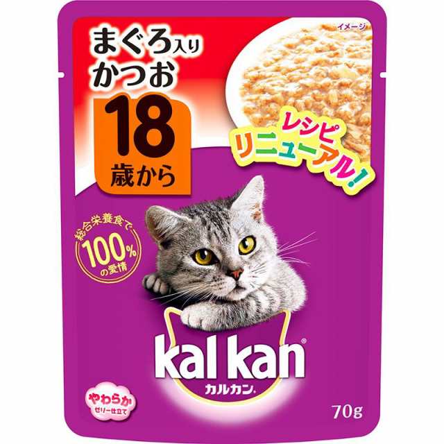 （まとめ買い）マース カルカン パウチ 18歳から まぐろ入りかつお 70g 〔×40〕の通販は