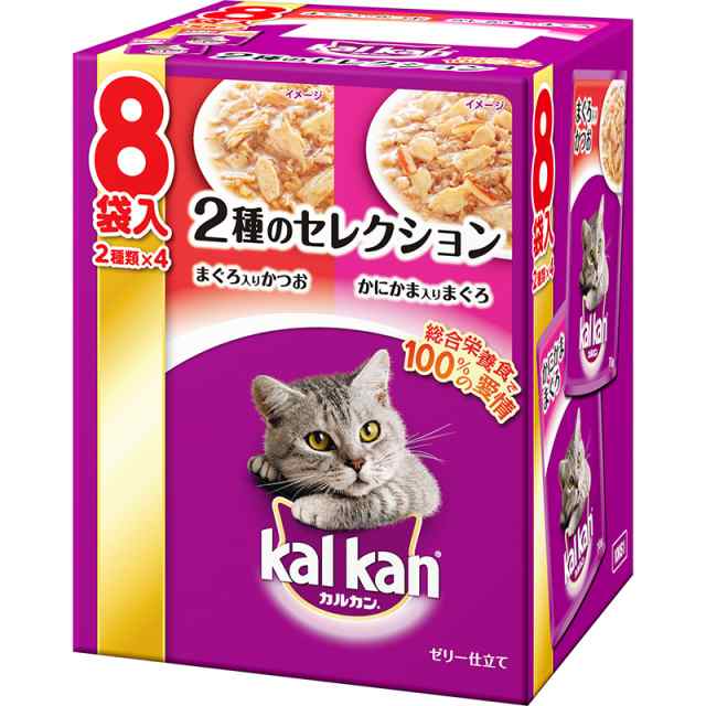 （まとめ買い）マース カルカン パウチ 1歳から ゼリー仕立て 2種のセレクション まぐろ入りかつお かにかま入りまぐろ 70g×8袋 〔×5〕の通販は