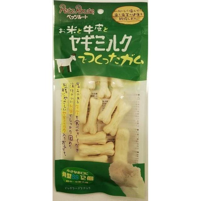 （まとめ買い）ペッツルート お米と牛皮とヤギミルクでつくったガム 骨型 SS 12個 犬用おやつ 〔×9〕の通販は 5,452円