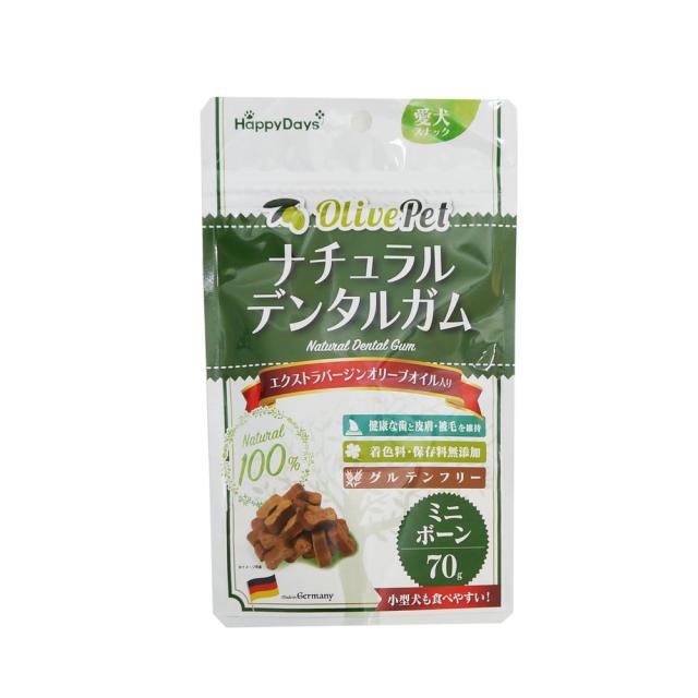（まとめ買い）ペットプロ HappyDays Olive Pet ナチュラルデンタルガム ミニボーン 70g 犬用おやつ 〔×10〕の通販は 5,043円
