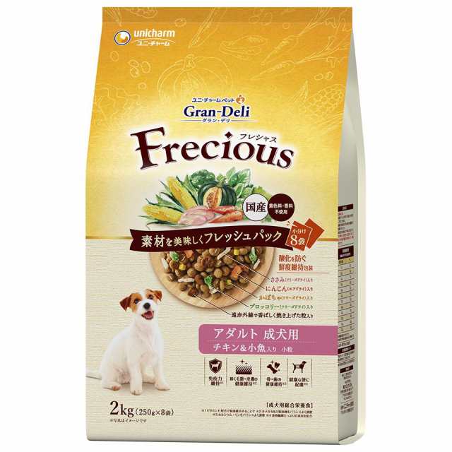 (まとめ買い)ユニ・チャーム グラン・デリ フレシャス アダルト成犬用 チキン&小魚入り 2kg 犬用フード 〔×3〕の通販は