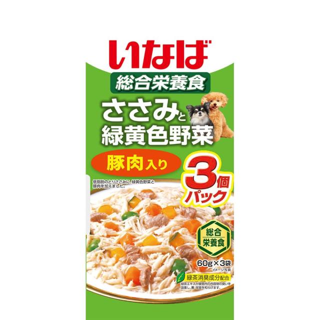 （まとめ買い）いなばペットフード ささみと緑黄色野菜 豚肉入り 60g×3 犬用フード 〔×16〕の通販は 4,836円
