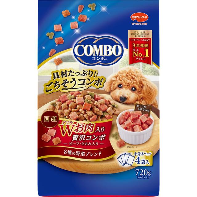 （まとめ買い）日本ペットフード コンボ Wお肉入り贅沢コンボ 720g 犬用フード 〔×5〕の通販は