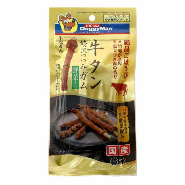 （まとめ買い）ドギーマン 牛タン贅沢つつみガム 野菜入り 6本 犬用おやつ 〔×12〕の通販は