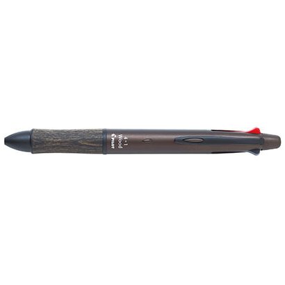 （まとめ買い）パイロット 4+1ウッド 多機能ペン パック入り ダークブラウン P-BKHFW-2SR-DBN 〔3本セット〕