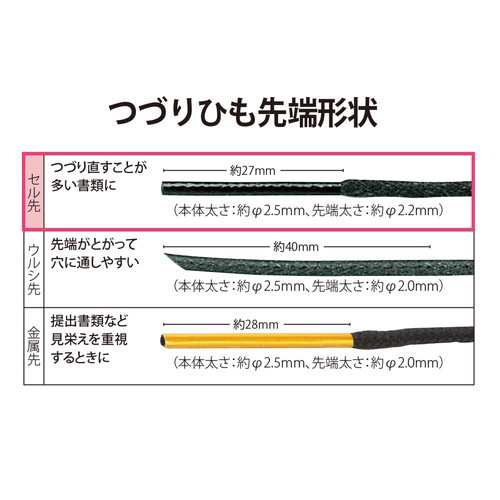 プラス 綴り紐 つづりひも セル先 ブラック 100本入 TF-210C