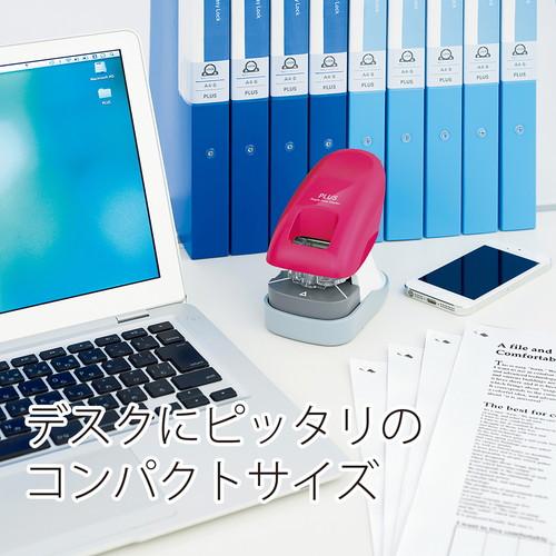 （まとめ買い）プラス 針なしホッチキス ペーパークリンチ 卓上型 ピンク SL-112A 〔3個セット〕 【北海道・沖縄・離島配送不可】_4