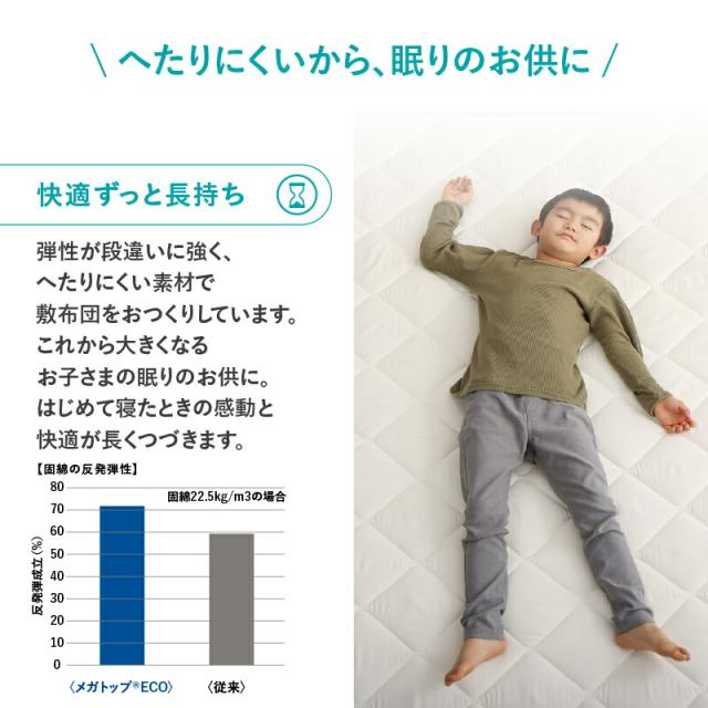 国産 ベッドにぴったり敷布団 TEIJINメガトップECO使用 〔ts120667〕 ダブル アイボリー 【北海道・沖縄・離島配送不可】_15