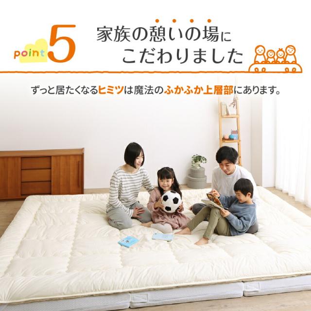 ファミリーマットレス敷布団シリーズ 〔ts120669〕 ふかふか上層部のみ（下層マットレスなし） 幅300cm 厚さ3cm アイボリー 【北海道・沖縄・離島配送不可】_15