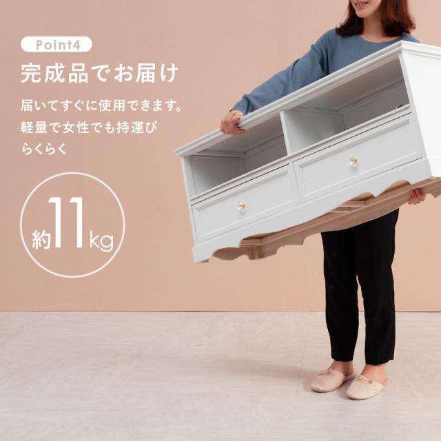 クラシカルホワイト家具シリーズ 〔ts120879〕 テレビボード アンティーク取っ手 幅110cm ホワイト 【北海道・沖縄・離島配送不可】_7