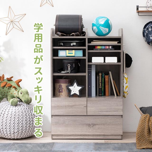 キャスター付きランドセルラック 〔ts121019〕 大容量タイプ 幅68.5×高さ107cm グレー 【北海道・沖縄・離島配送不可】_1