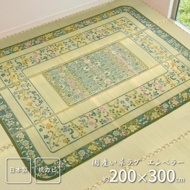国産い草ラグ（裏貼り） 〔エンペラー〕 200×300cm グリーンの通販は