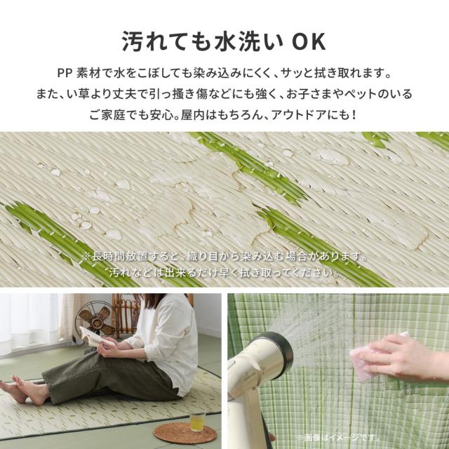 洗えるい草風カーペット 〔やなぎ〕 江戸間 10畳（440×348cm） グリーン 【北海道・沖縄・離島配送不可】_3