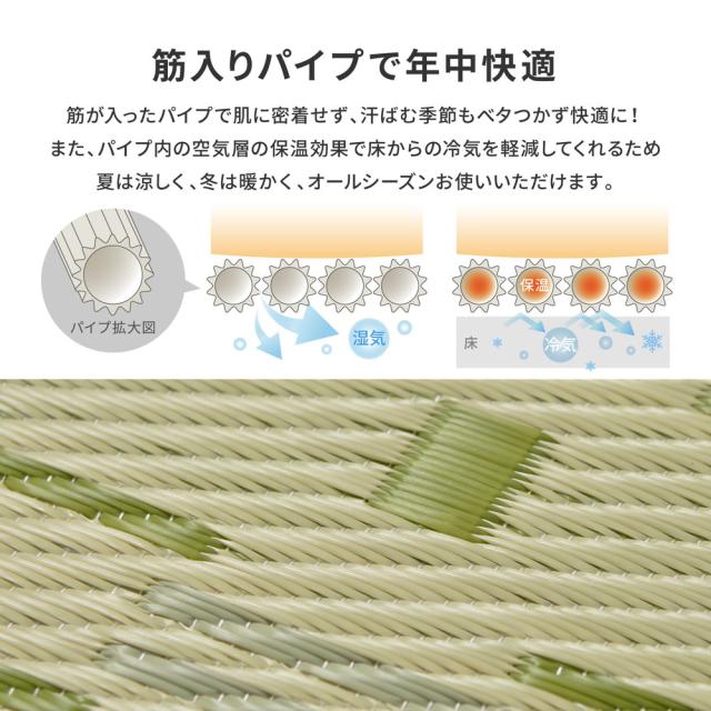 洗えるい草風カーペット 〔やなぎ〕 江戸間 10畳（440×348cm） グリーン 【北海道・沖縄・離島配送不可】_4