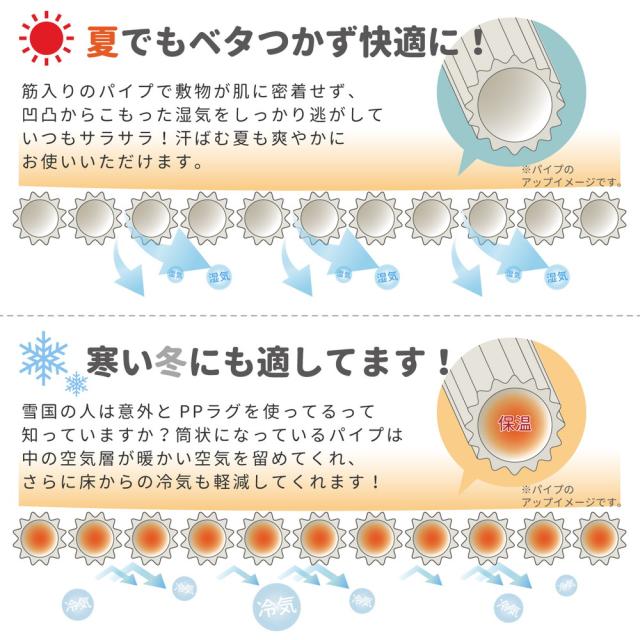 洗えるい草風カーペット 〔倉間（くらま）〕 江戸間 抗菌機能付き 6畳（261×352cm） ベージュ 【北海道・沖縄・離島配送不可】_5
