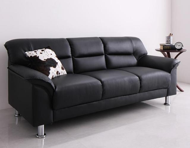 セットが選べるモダンデザイン応接ソファシリーズ 〔BLACK〕ブラック ソファ 単品 3Pサイズ（3人掛け） ブラック 【北海道・沖縄・離島配送不可】