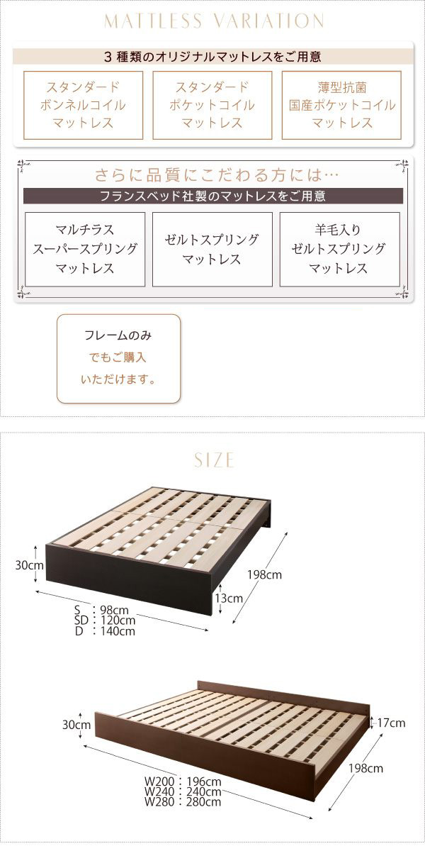 〔組立設置料込み〕高さ調整可能 国産 ファミリーすのこベッド 〔Mariana〕マリアーナ 〔ベッドフレームのみ・マットレスなし〕 ワイドK240(SD×2) 〔フレーム色〕ホワイト 【北海道・沖縄・離島配送不可】_6