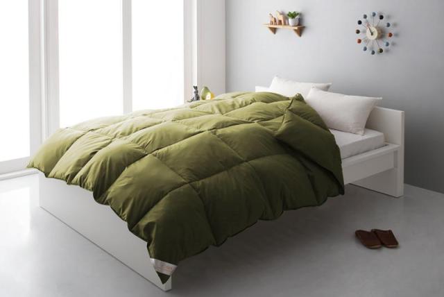 新20色羽根掛け布団 ダブル オリーブグリーンの通販は