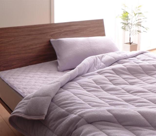 20色から選べる！365日気持ちいい！コットンタオルのケット・パッド 〔キルトケット＆敷きパッド〕 ダブル ラベンダーの通販は