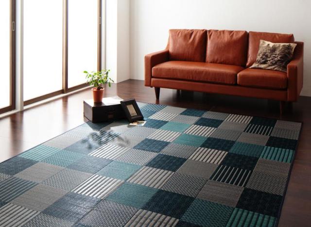 純国産京刺子柄い草ラグ〔merk〕メルク 不織布なし 261×261 ブラウンの通販は