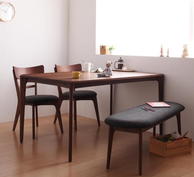 天然木ウォールナット無垢材ダイニング〔Kate〕ケイト/4点セットの通販は 97,691円