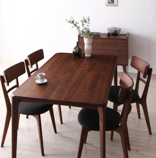 〔組立設置料込み〕天然木ウォールナット無垢材ダイニング〔Kate〕ケイト/5点セットの通販は